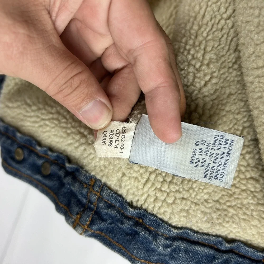 Old Navy Jacket Youth Medium Sherpa Lined Denim Trucker Shearling‎ Collar Warm